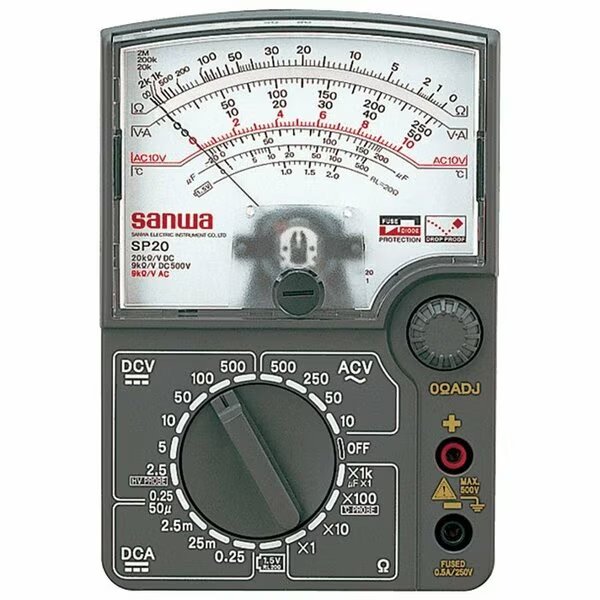 Analog Multimeter with Continuity Check Beeper, Sanwa, Mfr#: SP20